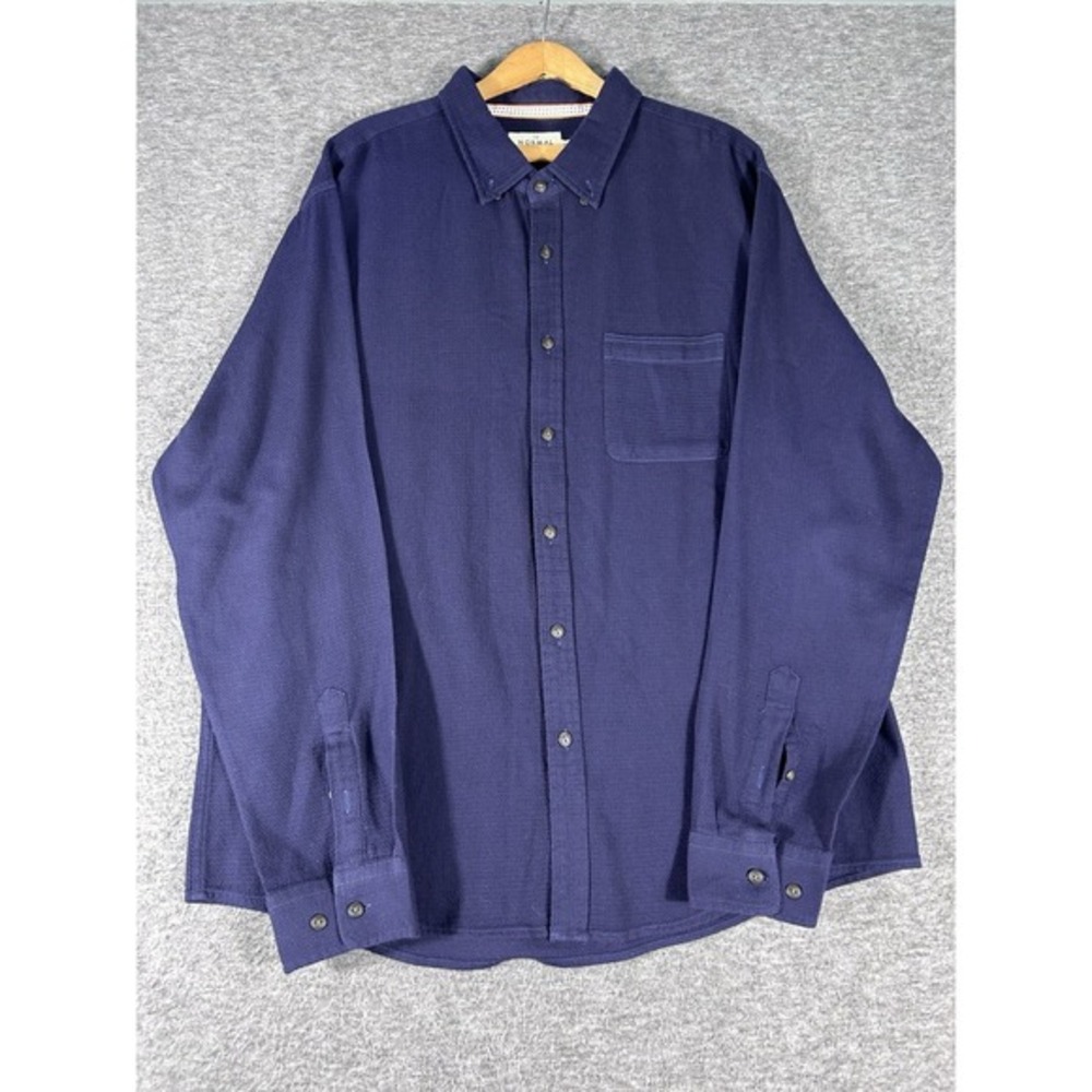 The Normal Brand Textured Navy Long‎ Sleeve Button Down Shirt Size XL Preppy